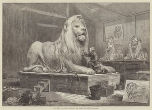 Sir Edwin Landseer, Aslanları Trafalgar-Square için Modelliyor by Arthur Hopkins