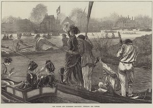 Oxford ve Cambridge Tekne Yarışı, Galipleri alkışlıyor by Arthur Hopkins