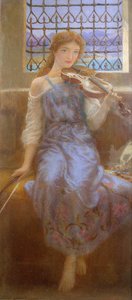 keman ile kız by Arthur Hughes