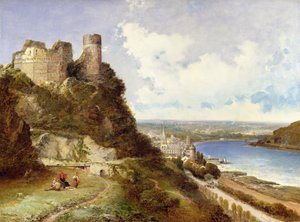 Oberwesel Kalesi ve Schonberg Ren Nehri, Almanya