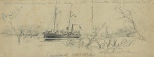 USS Currituck ve Seth Low römorkörü Pamunkey Nehri üzerinde, 1862