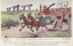 Kraliçe Boadicea Birliklerini Savaşa Götürürken, MS 61 (renkli taş baskı)