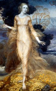 Bahçede Genç Bir Kadın, 1920 civarı (kağıt üzerine suluboya) by Arthur Rackham