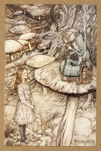Bir Tırtıldan Tavsiye, Alice Harikalar Diyarında'dan, Lewis Carroll, pub.1907 by Arthur Rackham