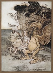 Alice, Grifon ve Sahte Kaplumbağa ile by Arthur Rackham