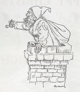 Noel Baba bacadan aşağı iniyor by Arthur Rackham