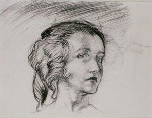 Kızın Başı (kağıt üzerine kurşun kalem) by Arthur Rackham