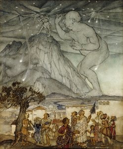 Atlas Yerine Gökyüzünü Destekleyen Herkül, 1922 by Arthur Rackham