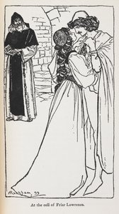 Romeo ve Juliet'teki talihsiz aşıkların tasviri. by Arthur Rackham