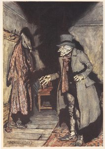 Scrooge geceleri evinde by Arthur Rackham