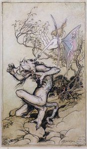 Sprite ve Monster, Charles (1775-1834) ve Mary Lamb (1764-1847) 1909 (kalem ve mürekkep, wc) tarafından yazılan Shakespeare