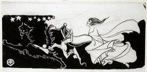 Starlight Frolics (kağıt üzerinde kalem ve mürekkep) by Arthur Rackham