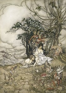 The Changeling, 1905 (kağıt üzerinde wc & kalem ve mürekkep) by Arthur Rackham