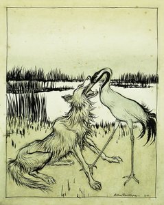 Kurt ve Turna - Ezops Masalları, 1912 by Arthur Rackham