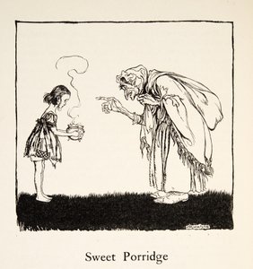Küçük olan gitti ve kutuyu getirdi, Little Brother & Little Sister and Other Tales by the Brothers Grimm, pub.17 (litho) by Arthur Rackham