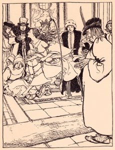 Güzel bakire çemberin içinden bir geyik kadar hafif atladı. Grimm's Fairy Tale, The Three Feathers'tan Arthur Rackham'ın illüstrasyonu. by Arthur Rackham