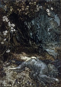 Ücretlerin Kraliçesi Titania uyuyor. William SHAKESPEARE