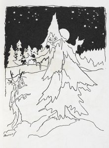 Karlı bir ormanda iki ağaç adam by Arthur Rackham