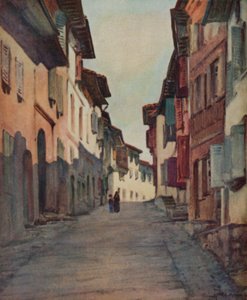 Bask Ülkesi: Eski Şehirdeki Sokak, St Jean-Pied-de-Port (renkli taş)