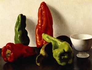 Kırmızı ve Yeşil Biberli Natürmort by Arthur Segal