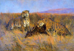Tigers at Kill (tuval üzerine yağlı boya)