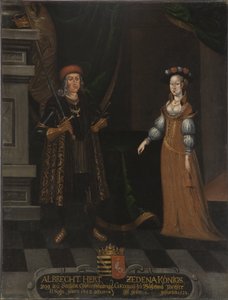 Cesur olarak bilinen Saksonya Kralı Albert III ve Sidonie de Boheme (Zdena de Podebrady) (tuval üzerine yağlıboya) by Artist Unknown