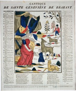 Cantique de saint Geneviève de Brabant - ahşap gravür. by Artist Unknown