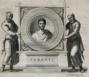 TERENCE, Publius Terentius Afer (MÖ 190-154). Roma Cumhuriyeti döneminde oyun yazarı. Gravür. 1736. Gravür