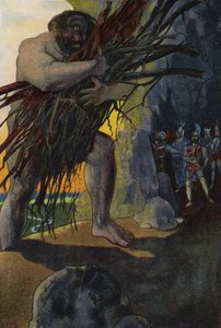 Odysseus ve arkadaşları Cyclops Polyphemus mağarasında