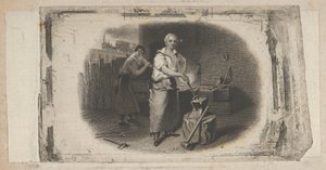 Bir demirci ve demirci ile banknot skeç, ca. 1824-37.