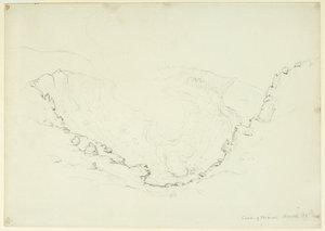 Vezüv Dağı Kalderası, Napoli, İtalya, 1841 (kağıt üzerinde grafit)