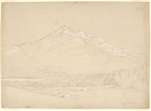 Chocorua Dağı, New Hampshire, 1855 (hazırlanmış bej kağıt üzerinde grafit ve beyaz guaj) by Asher Brown Durand