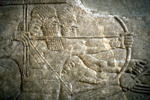 Kral Ashurnasirpal II, kraliyet aslan avı sırasında, MÖ 650-620 by Assyrian