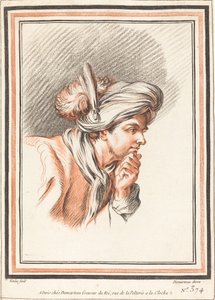 Tüylü Sarıklı Bir Adamın Başı by Atelier of Gilles Demarteau the Elder after Carle Van Loo