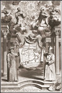 Adam Schall (solda) ve Matteo Ricci (sağda), Çin Mandarin kostümü içinde, Athanase Kircher (veya Athanasius Kircheri) tarafından “Çin”in ön yüzü by Athanasius Kircher