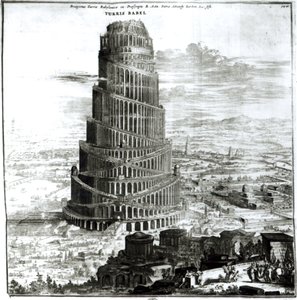 Babil Kulesi, 1679 (gravür) (bw fotoğraf)