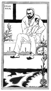 Emile Zola, 1893 88@Zola (1840-1902) Fransız yazar ve romancı; 'Pall Mall Budget' dergisinden bir illüstrasyon; by Aubrey Beardsley