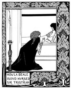 La Beale Isoud, Sir Tristram'ı Nasıl Besledi? Sir Thomas M'nin Le Morte dArthur kitabının illüstrasyonu by Aubrey Beardsley