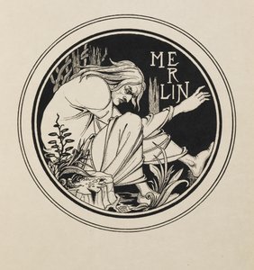 Elli çizimden oluşan bir kitaptan Merlin by Aubrey Beardsley