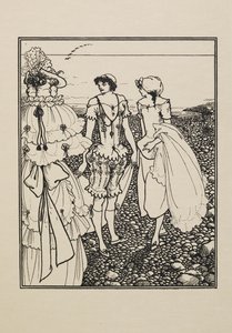 Dieppe Sahilinde (Yıkananlar), Elli Çizimden Oluşan Bir Kitaptan by Aubrey Beardsley