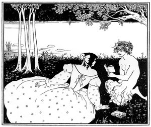 Dere kenarında bir kadına pan okuması, 1898. by Aubrey Beardsley