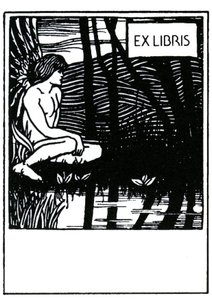 Aubrey Beardsley (1872-1898) tarafından vinyet ekslibris (ekslibris) by Aubrey Beardsley