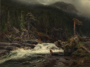 Telemark'ta şelale by August Cappelen