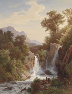 Şelalede balıkçı by August Kessler