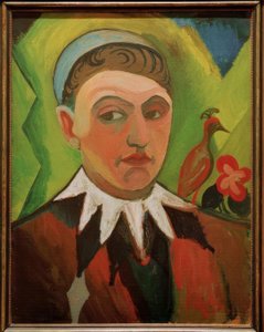 Clown, karikiertes Selbstbildnis by August Macke