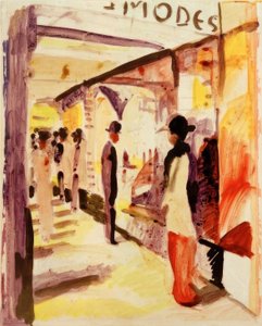 Arbors altında bir alışveriş caddesi by August Macke