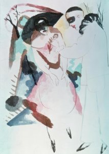 pierrot ve bayan by August Macke