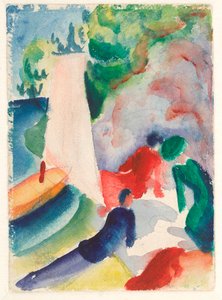 ""Sahilde piknik"" (Yelkenden sonra piknik) Suluboya, August Macke (1887-1914) 1913 Soluk 17,6x12,2 cm Albertina, Viyana by August Macke