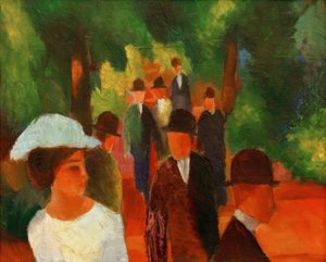 Gezinti (yarım uzunlukta beyaz kızla) by August Macke
