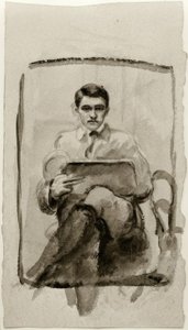 Kendi kendine portre, çizim by August Macke